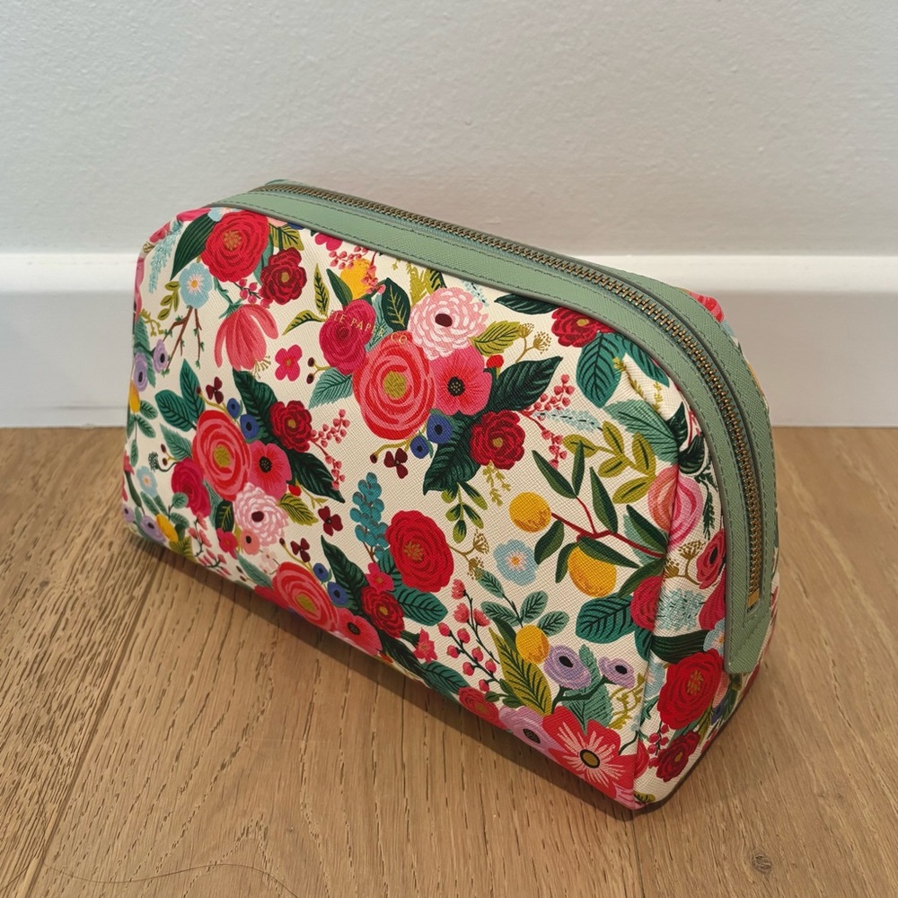 Rifle Paper Co Red and Pink Floral Cosmetic Bag